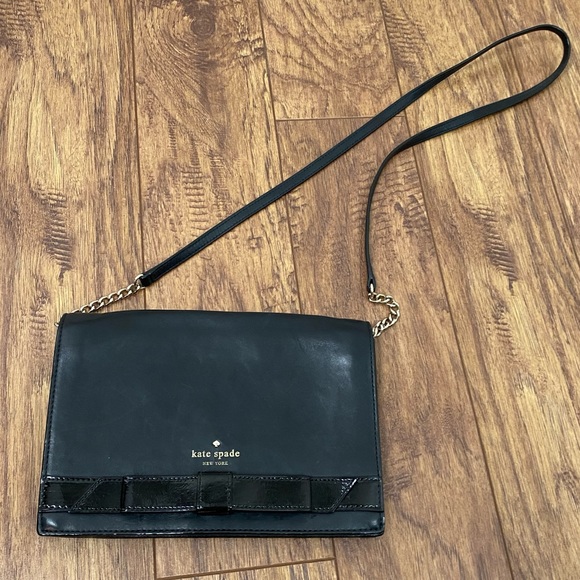 kate spade Bags Kate Spade New York Black Leather Bow Crossbody Bag